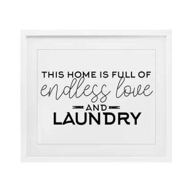 Imagem de Stupell Industries Endless Love & Laundry Impressão emoldurada branca minimalista sob vidro, design de Kim Allen, 33 x 40