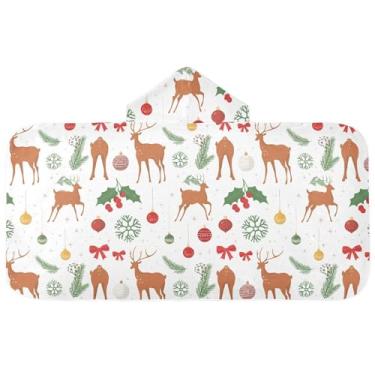 Imagem de Burbuja Toalha de banho com capuz de laço rosa para crianças, toalha de praia de pelúcia macia absorvente para chá de meninas e meninos 3-10 anos, 61 x 127 cm