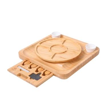 Imagem de Kit de Tábuas de queijo e frios Bambu, petisqueira, facas, molheira de porcelana. Conjunto de tábuas de bambu premium, ideal para presentes. Petisqueira para frutas, azeitonas, queijos | HYATTO HOME
