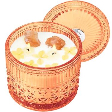 Imagem de Chloefu LAN Vela laranja e bergamota perfumada para casa, velas de cristal com pedras curativas, presente para mulheres e homens, apoio emocional, incentivo e afirmação, altamente perfumada e