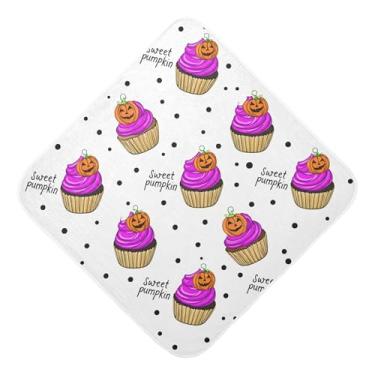 Imagem de Burbuja Linda toalha de banho de bebê Cupcakes de Halloween - Toalha com capuz de musselina macia e absorvente para recém-nascidos, 89 x 89 cm