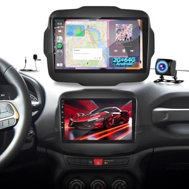 Imagem de [2+64] Rádio automotivo Volxcereo para Jeep Renegade 2015-2020, tela sensível ao toque Android de 9 polegadas estéreo com Carplay/Android Auto, GPS, WiFi, Bluetooth, SWC, FM/RDS