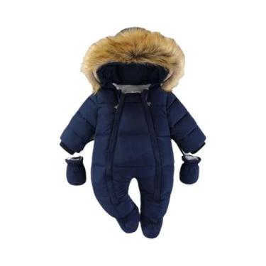 Imagem de Roupas De Inverno Para Bebês Recém-nascidos, Macacão Grosso Com Capuz 