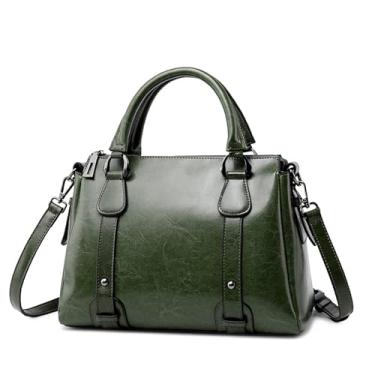Imagem de Bolsa de Couro Feminina Elegante, Alça Transversal, Disponível em Marrom, Preto e Verde, Estilo Clássico (Verde)