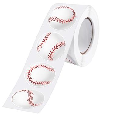 Imagem de SANNIX Pacote com 500 adesivos de beisebol, adesivos esportivos de 3,8 cm para festas, decorações de presentes, adesivos de bola para saco de presente, selo, lembrancinhas de festa esportivas