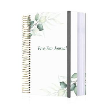 Imagem de Capa de papelão diário de 5 anos | Os diários de cinco anos mais fáceis de usar | Sistema de diário diário de cinco anos rápido e fácil | 14 cm x 21 cm, folha verde