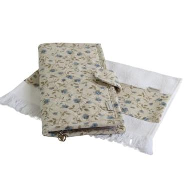 Imagem de Necessaire Higiene em Linho Floral com Toalha e Divisórias