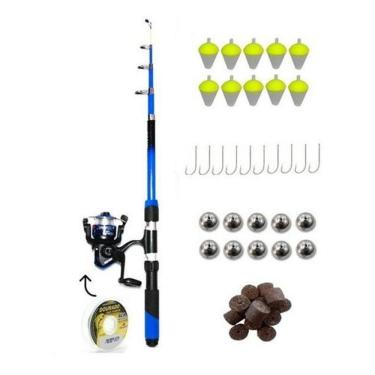 Imagem de Kit Pesca Vara + Molinete + Linha + Anzol + Chumb +Boia Isca