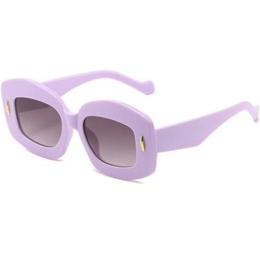 Imagem de Óculos de Sol Jelly Color Punk Feminino e Masculino com Lentes Gradientes, Proteção UV400 e Rebites, Ideais para Esportes ao Ar Livre, Corrida e Ciclismo, nas Cores Roxo e Cinza.