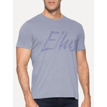 Imagem de Camiseta Ellus Masculina Maxi Logo Classic Brush Azul Médio-Masculino