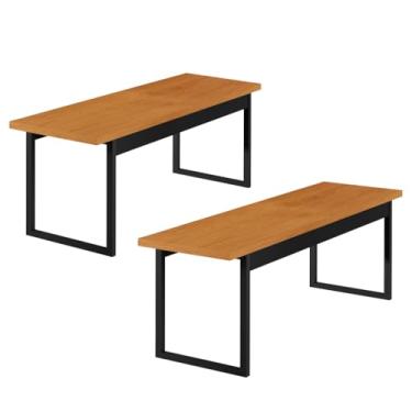 Imagem de Conjunto 2 Bancos Estilo Industrial MDF e Metalon(Freijó/Preto)