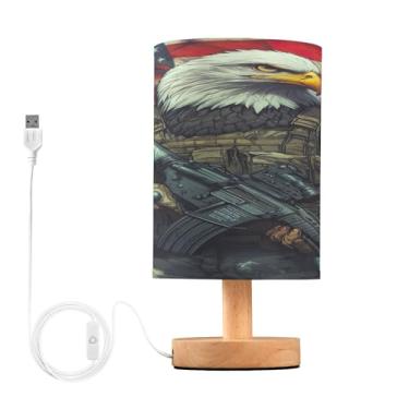 Imagem de Joisal Falcão com bandeira americana e lâmpada de rifle para mesa de cabeceira abajur amigável aos olhos, luminária de mesa USB, reforma da casa