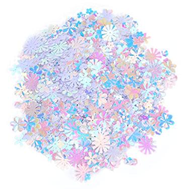 Imagem de Naroote Glitter Em Forma de Flor Confetes Decoração de Festa de Casamento Lantejoulas para Decoração de Férias/enchimento de Caixa de Presente/artesanato Feito à Mão 1 Pacote de 30g (Branco)