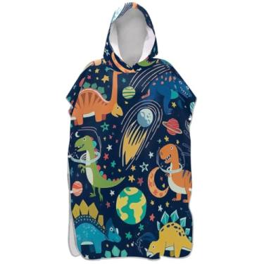 Imagem de Joisal Roupão para adultos poncho de surfe praia banho com capuz toalhas de banho plus size colorido dinossauros espaciais planetas homens mulheres poncho com capuz