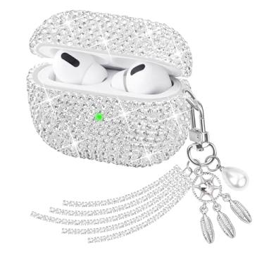 Imagem de Ucharmbead Compatível com AirPods Pro 3 capa protetora com glitter para AirPod Pro 3ª geração com chaveiro brilhante de luxo alça de cordão para mulheres e meninas (apanhador de sonhos prateado)