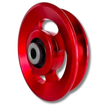 Imagem de TreadLife Fitness Roda de polia universal de 11,4 cm com rolamentos de grau de academia | Substituição para sistema de polia de cabos para academia | Acessório de máquina de cabo resistente | Vermelho