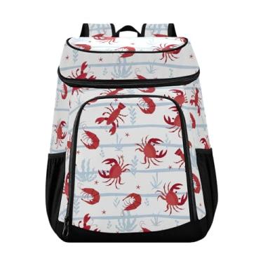 Imagem de Mochila de desenho animado lagosta, algas, estrela-do-mar, isolada, à prova de vazamento, 36 latas, mochila de preparação de refeições para almoço, piquenique, viagem, acampamento, caminhada