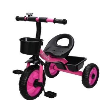 Imagem de Triciclo Rosa Bicicleta Infantil Com 2 Cestinha Buzina Pedal Zippy Toy