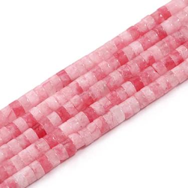 Imagem de NITOPUPU 150 peças 4 × 2 mm contas de pedra espaçadora de quartzo rosa natural para suprimentos de fabricação de joias, contas de tubo de pedras preciosas redondas semi planas soltas para pulseiras