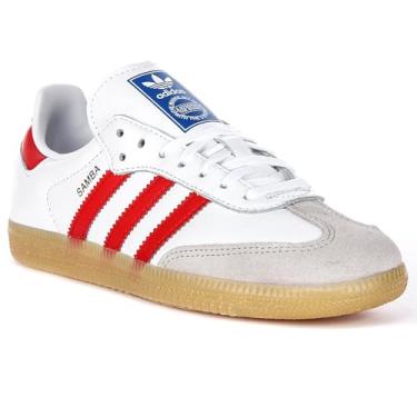 Imagem de adidas Tênis masculino Samba OG J, Branco, vermelho, 3.5 Big Kid