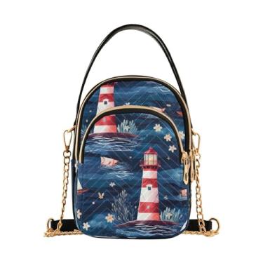 Imagem de Bolsa tiracolo feminina Ladybug Animals Parrten, bolsa tiracolo feminina, bolsa tiracolo estilosa para viagens, Nautical With a Lighthouse and Sea Shells-15, One Size