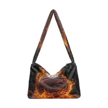 Imagem de Bunch of Sunflowers Growing from the Sky Bolsas de ombro femininas, bolsa de mão, bolsas de outono, Basquete com fogo e água-1, One Size