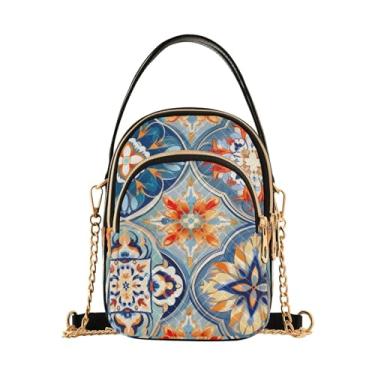 Imagem de GAIGEO Ornamento geométrico colorido com bolsas de ombro femininas estilizadas, bolsas de ombro femininas transversais, Mosaico colorido e estilizado, One Size