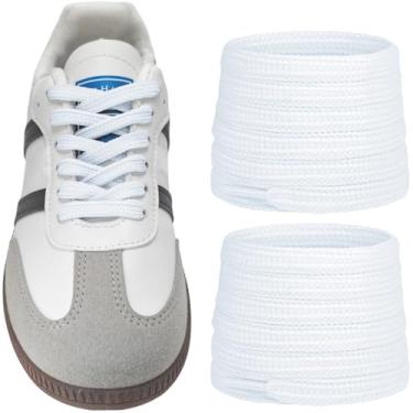 Imagem de UamGlsob Cadarços de poliéster para tênis Samba OG/ADV/LT, cordas de substituição planas de 9 mm, cadarços duráveis e leves sem desgaste, Branco02, 39"/100cm
