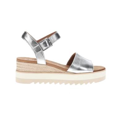 Imagem de TOMS Sandália feminina Diana Metallic Platform Espadrille casual casual salto médio 5-7,6 cm - Prata, Prata, 39