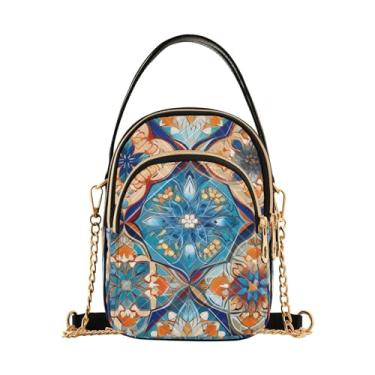 Imagem de Bolsa tiracolo feminina sem royalties com bagas em uma bolsa de ombro rosa com alça removível, Mosaico de estilo abstrato colorido - 4, One Size