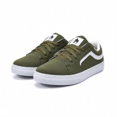Imagem de Tenis Clássico Masculino King One, Adulto Cano Baixo estilo Old Skool - Skate e Academia Leve e Confortável (Verde Militar, BR, Adulto, Numérico, 42)