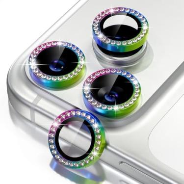Imagem de Misea Compatível com iPhone 17 Pro/iPhone 17 Pro Max Protetor de Lente de Câmera, Vidro Temperado 9H, Protetor de Tela de Metal Anel Individual Acessórios de Decoração, Diamante Colorido