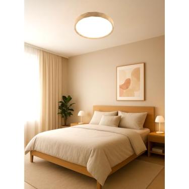 Imagem de Plafon LED de Sobrepor Bicolor 60W 40cm Acabamento Imbuia com Três Temperaturas de Cor (3000K 4500K 6500K)