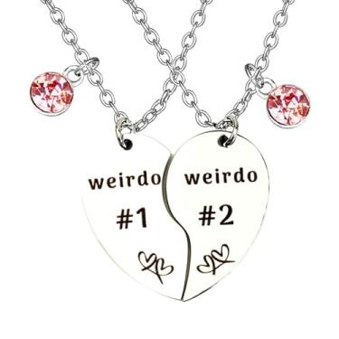 Imagem de Ximerinf Weirdo Colar Coração Bff para 4 Colares de Melhor Amigo Irmã Amizade Joias de Aço Inoxidável, Large, Vidro, Zircônia cúbica