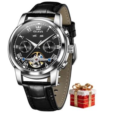 Imagem de OLEVS Relógio masculino automático luxuoso turbilhão cronógrafo mostrador grande calendário automático relógios de pulso para homens negócios fase da lua relógios masculinos mecânicos luminosos à