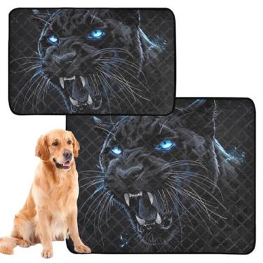 Imagem de Black Angry Panther Leopard Pee Pads lavável à prova d'água tapete de gaiola de cachorro fofo reutilizável almofada absorvente para cães de estimação, almofadas de treinamento de filhotes, médio +