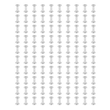 Imagem de SUNGOOYUE 100 Conjuntos de Rebites de Parafuso, M2 de Aço Inoxidável de Alta Resistência, Parafusos de Ligação de Cabeça Plana Redonda, para Artesanato de Couro Diy, Bolsa de Sapatos, (3 * 8 * 6mm)
