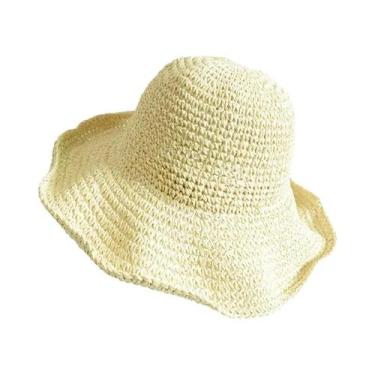 Imagem de Chapéu De Praia De Palha Panamá Feminino, Boné De Verão Com Proteção S