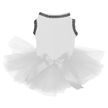 Imagem de Petitebella Vestido de cachorro com tema de Halloween simples (branco/branco, GG)