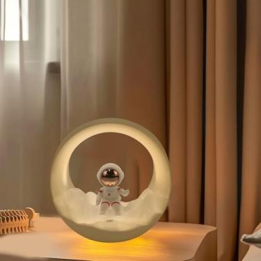 Imagem de Asixxsix Luz Noturna Espacial de Astronauta para Crianças, Lâmpada de Mesa Regulável Recarregável, Luzes Noturnas de Berçário, Luminárias de Mesa LED, Decoração de Quarto Fofa para