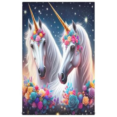 Imagem de Joisal Lindo conjunto de toalhas de prato de cozinha de sálvia flor de unicórnio decorativo toalha de mão de chá fofos panos de lavar louça reutilizáveis absorventes 45 x 71 cm, 1 pacote