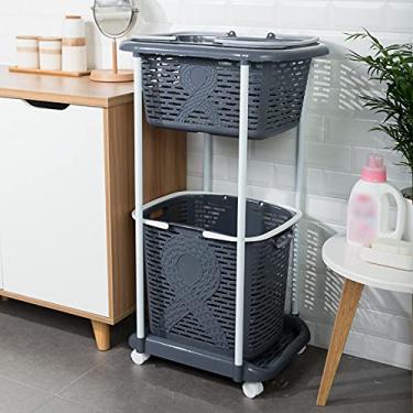 Imagem de TRGCJGH Cesto de roupa suja cesto de roupa suja cesto de roupa suja cesto doméstico para roupa suja cesto de roupa suja moldura multicamada, 3