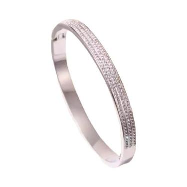 Imagem de Pulseiras De Casal Em Aço Titânio Dourado E Prateado Com Zircônia Incr