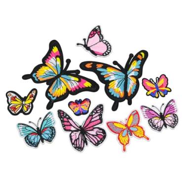 Imagem de YHXiXi 10 peças de remendos bordados de borboleta coloridos requintados em lençóis costurados em roupas de 0,78 a 3,3 polegadas para mochilas, chapéus, jeans, jaquetas, saias, decorações DIY