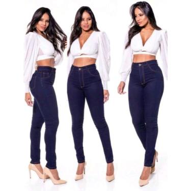 Imagem de Calça jeans skinny escura feminina wissam jeans, Azul escuro, 42