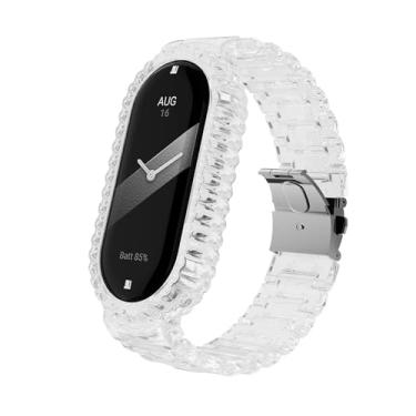 Imagem de JDIME Pulseira de plástico transparente para Xiaomi Mi Band 8 Sport PC Pulseira de substituição para acessórios Smartwatch MiBand 8 (Tran)