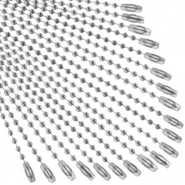 Imagem de Hicarer Pacote com 200 chaveiro de contas coloridas correntes de metal penduradas colar conector para pendurar ornamento etiqueta de joias (prata)