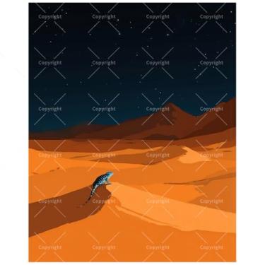 Imagem de Kit de pintura de paisagem do deserto por números para adultos - Pintura de lagarto faça você mesmo em tela de 40,6 x 50,8 cm, conjunto de tinta acrílica, adequado para iniciantes, arte para decoração