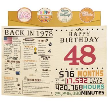 Imagem de Cartão de aniversário de 48 anos para mulheres e homens, decorações distintas de aniversário de 48 anos, fabuloso cartão de aniversário dos anos 40 para mãe e pai, presentes de aniversário de 48 anos