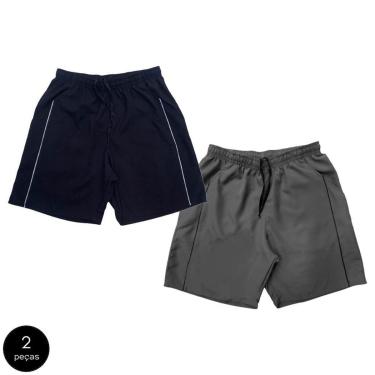 Imagem de Kit 2 Shorts Black Bear Bermudas Básicas Tactel Liso Lisa Masculina Casual-Masculino